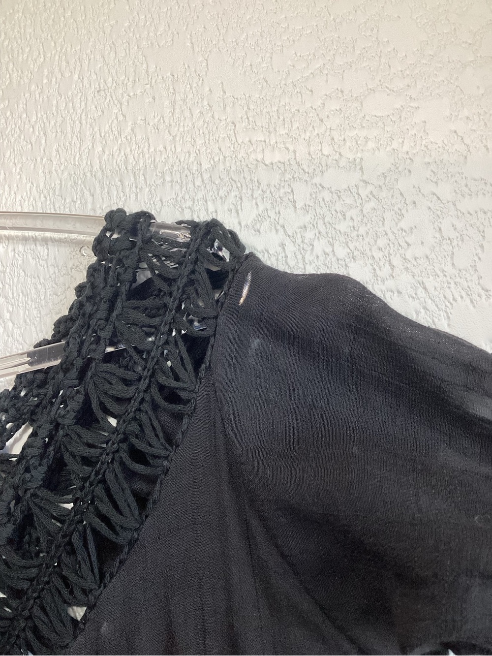 Boho Deep Navy Blue Crochet Lace Fringe Cover Up Tunic One Size - Picture 7 of 8